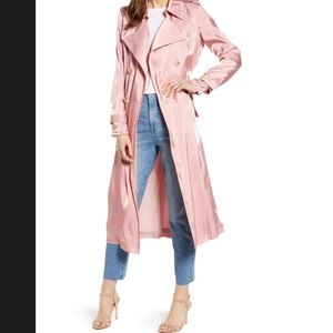 Something Navy blush pink shimmery trench coat